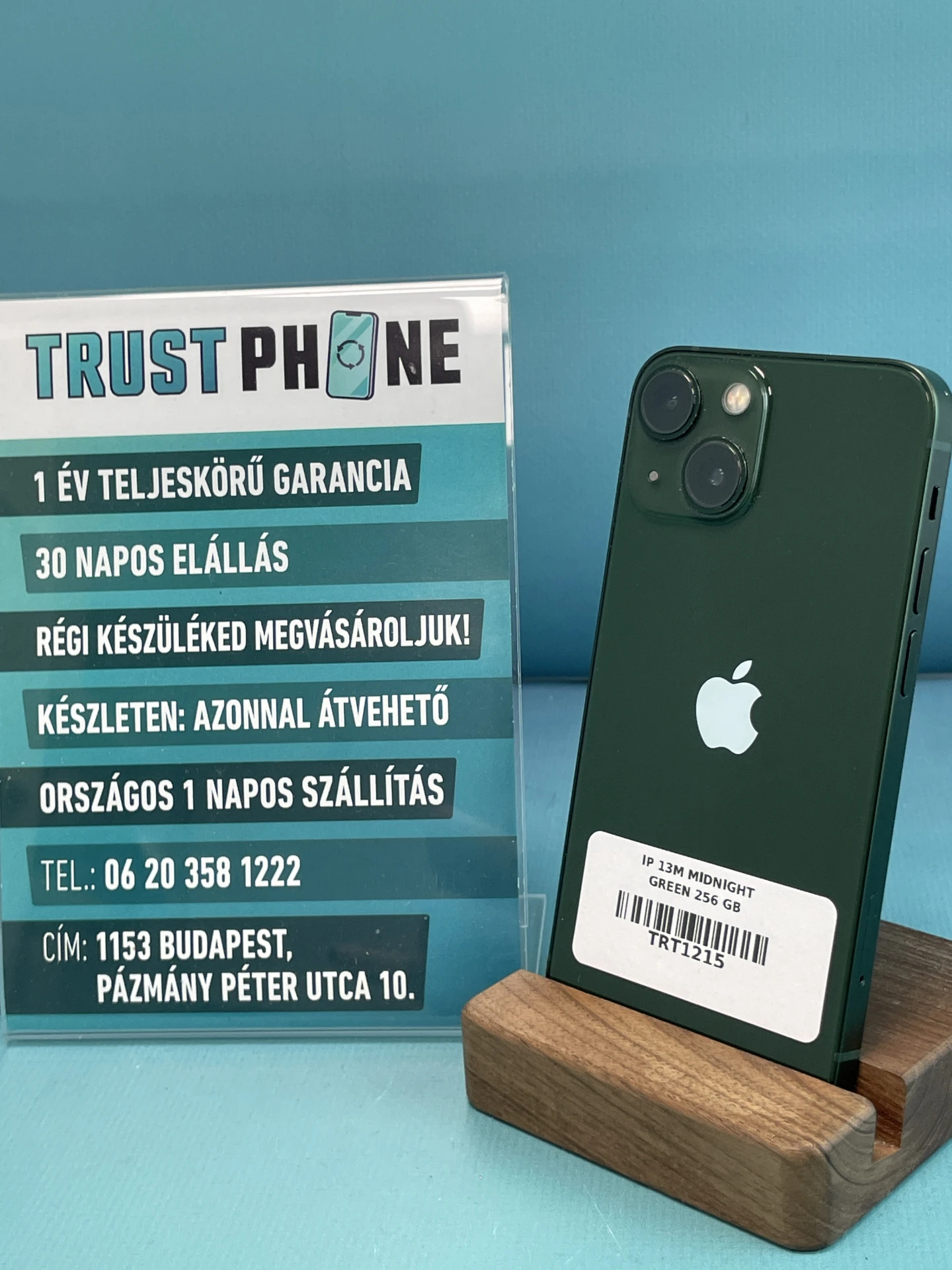 !! 1 ÉV GARANCIA !! iPhone 13 Mini Midnight Green 256 GB – TRT1215 – 100% AKKU