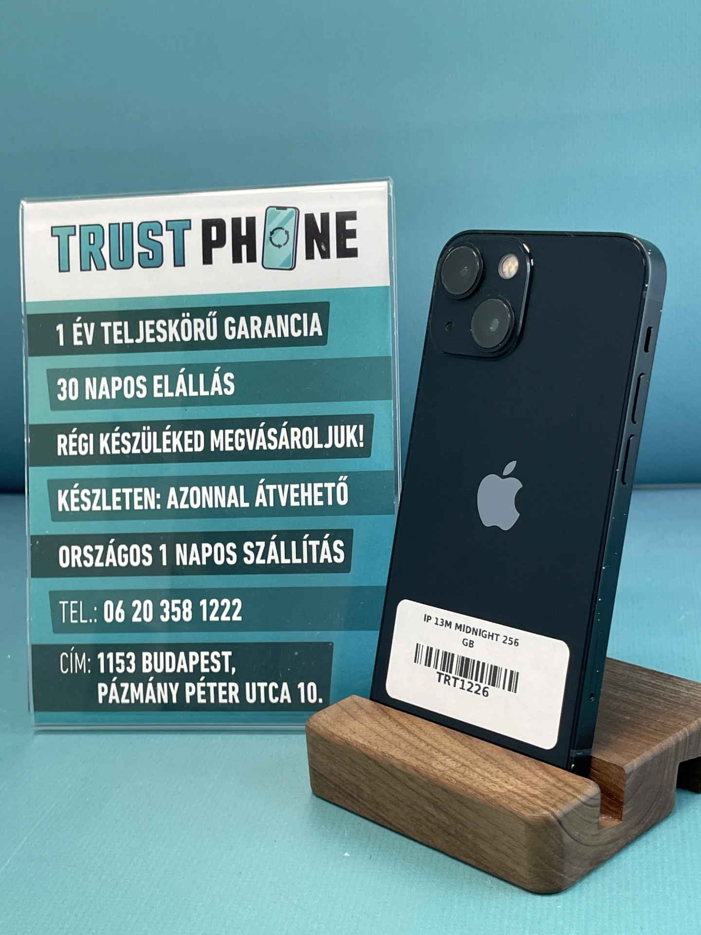 !! 1 ÉV GARANCIA !! iPhone 13 Mini Midnight 256 GB – TRT1226 – 100% AKKU