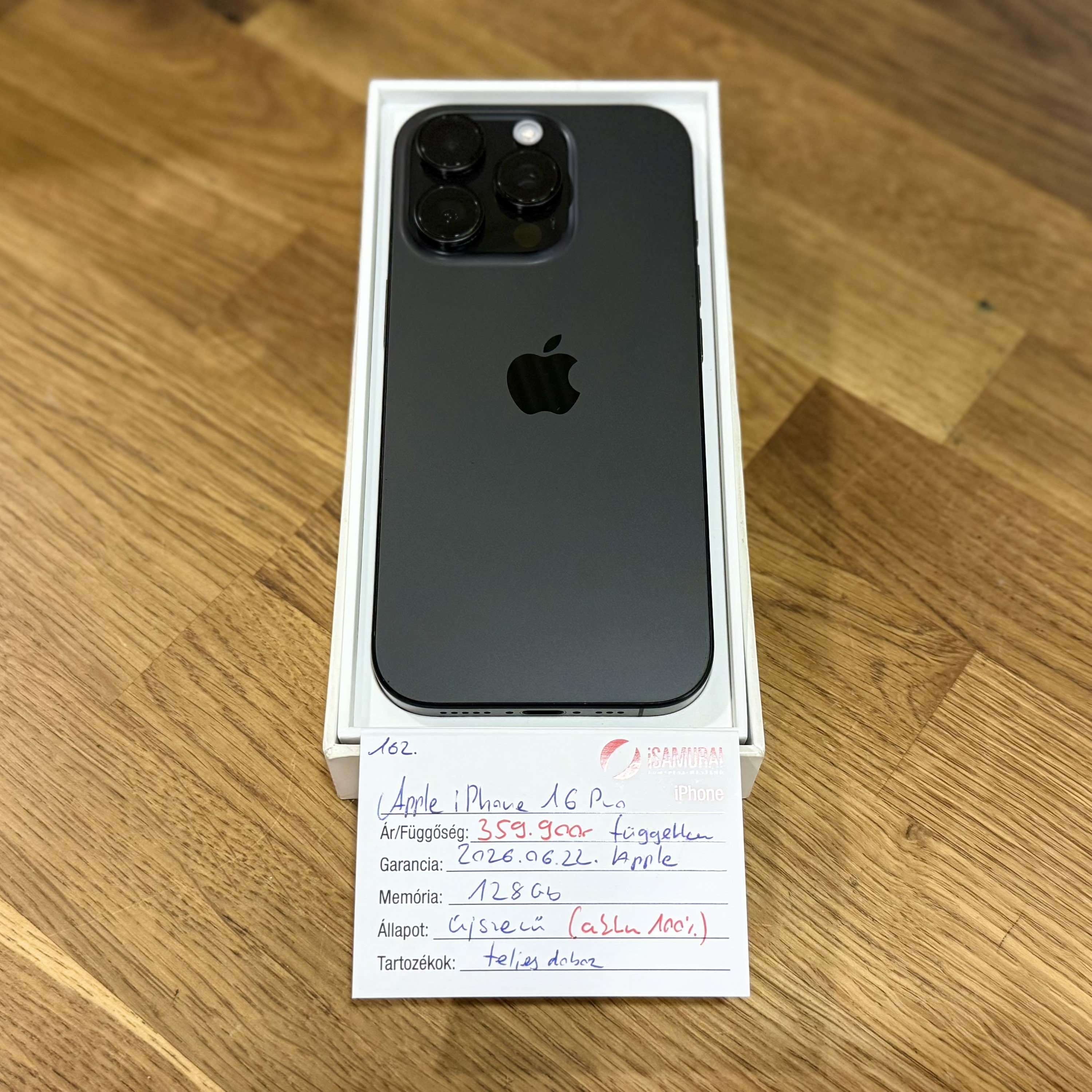 162.Apple iPhone 16 Pro - 128 GB - 2026.06. 22. Apple gar.