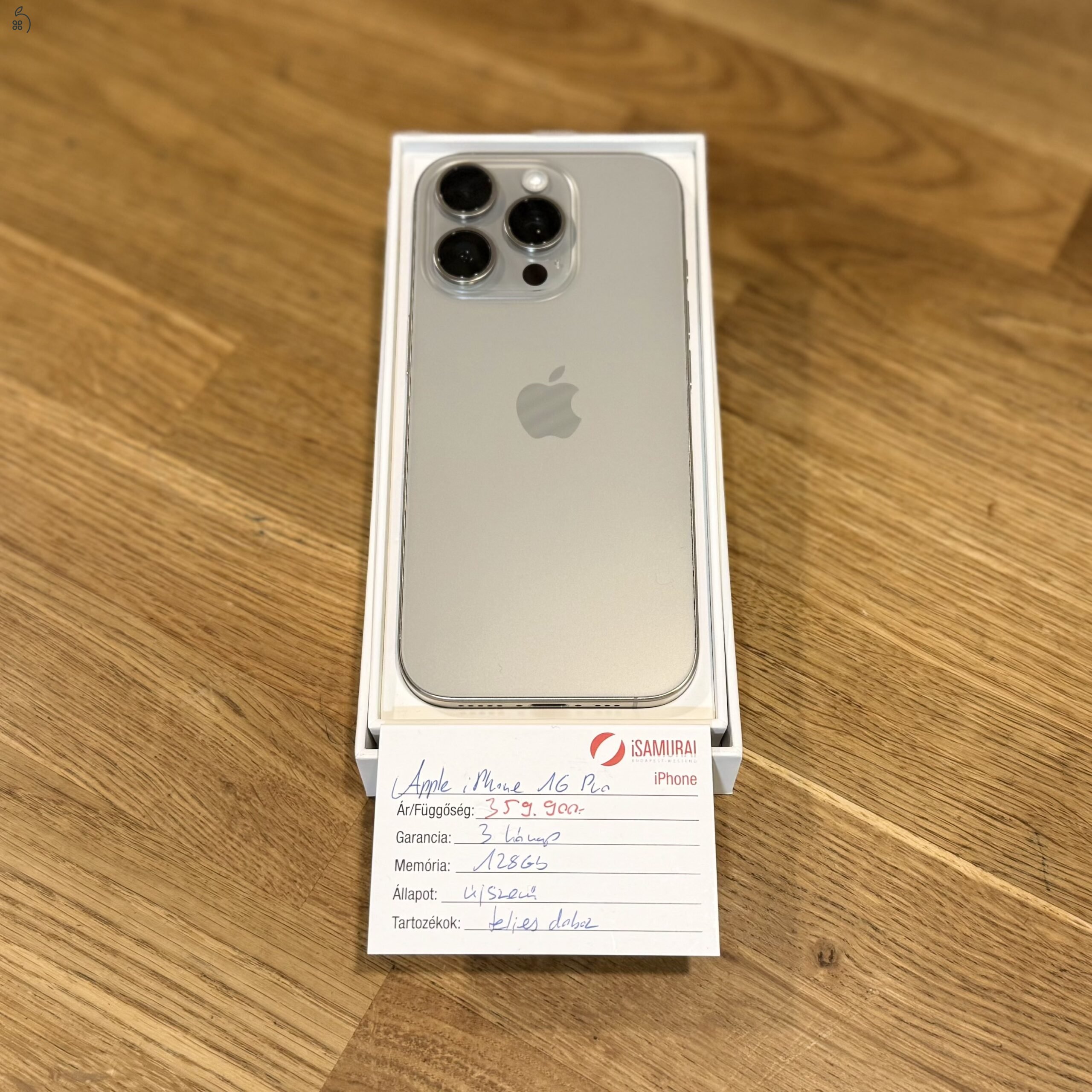 160. Apple iPhone 16 Pro - 128 GB – Natúr Titán – Újszerű