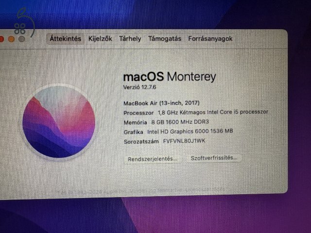 Macbook Air 2017, nagyon szép, új akksival!