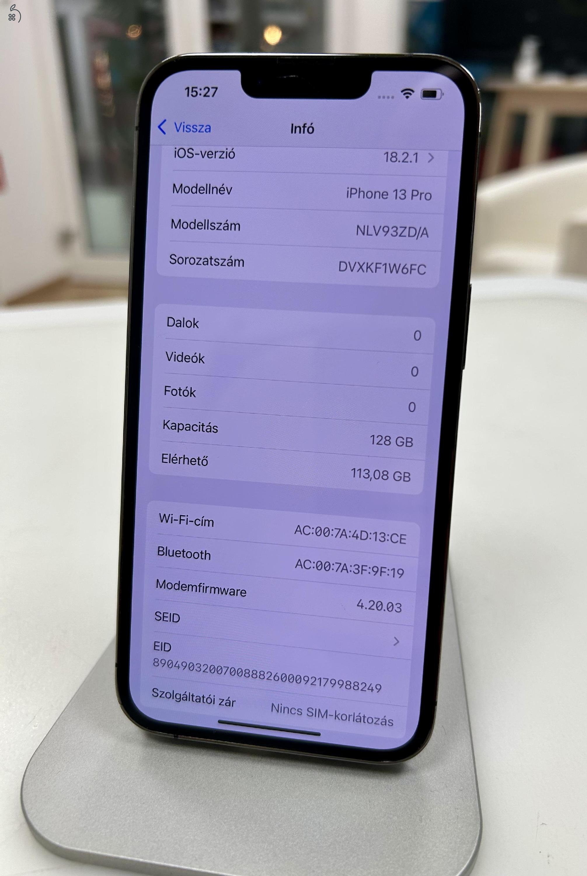 iPhone 13 Pro 128gb Grafit Független 100% akku 4 Hó Gar + Beszámítás