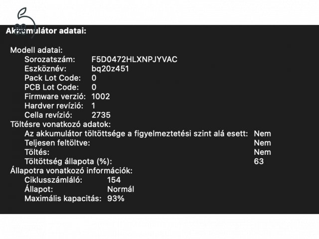 Macbook Air M1, 256GB HDD,93% akku újszerű, magánszemély 