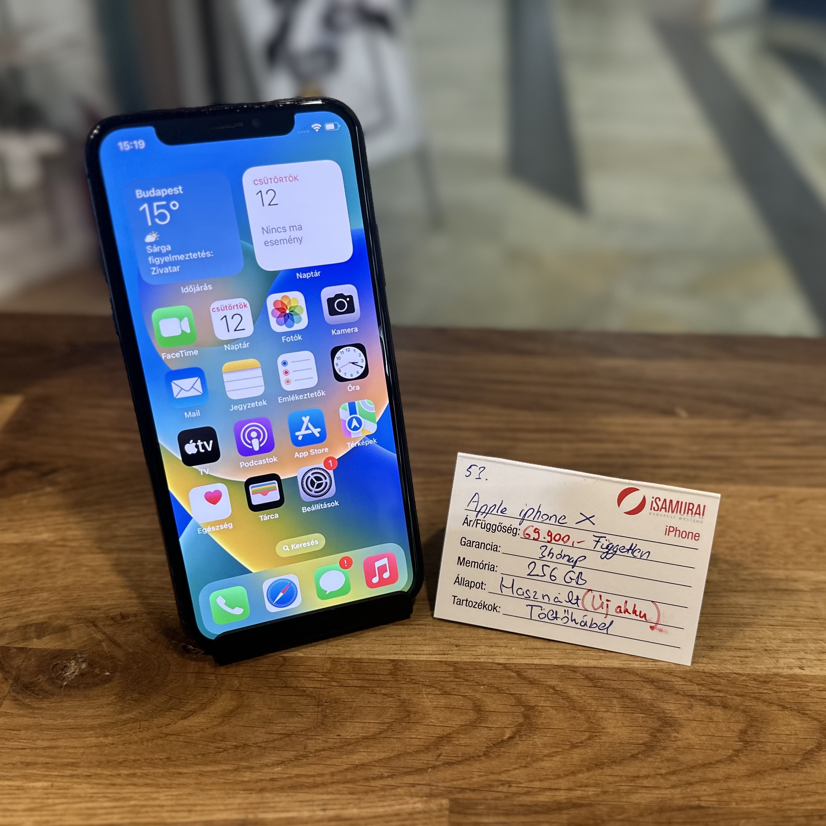 53. Apple iPhone X - 256 GB - Asztroszürke - Független - ÚJ AKKU