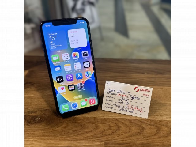 53. Apple iPhone X - 256 GB - Asztroszürke - Független - ÚJ AKKU