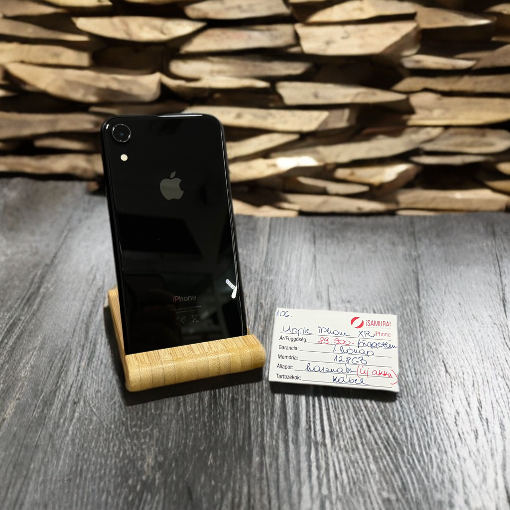 106. Apple iPhone XR - 128 GB - Fekete - Független - ÚJ AKKU