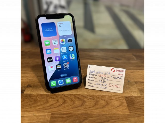 9. Apple iPhone XR - 64 GB - Fekete - Független - ÚJ AKKU
