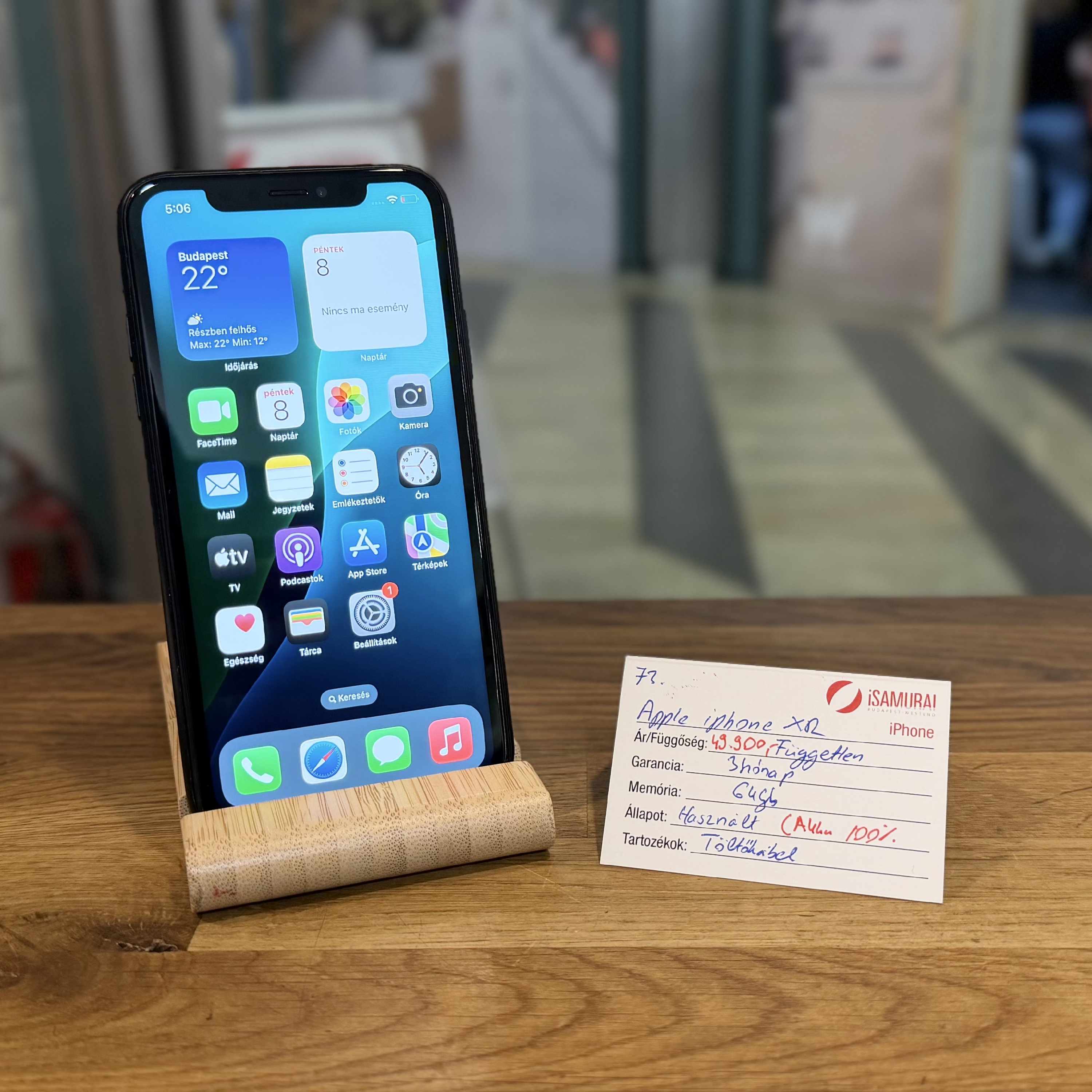 Apple iPhone XR - 64 GB - Fekete - Független - ÚJ AKKU (73.)