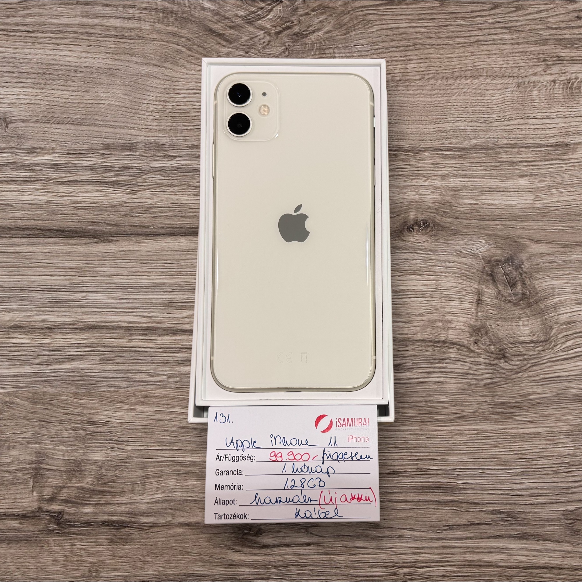 131. Apple iPhone 11 - 128 GB - Fehér - Független - ÚJ AKKU