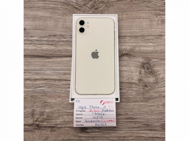 131. Apple iPhone 11 - 128 GB - Fehér - Független - ÚJ AKKU