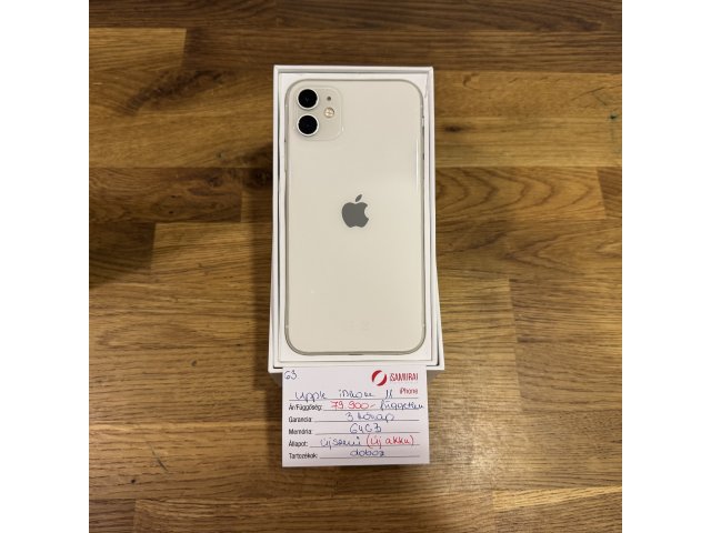 63. Apple iPhone 11 - 64 GB - Fehér - Független - ÚJ AKKU
