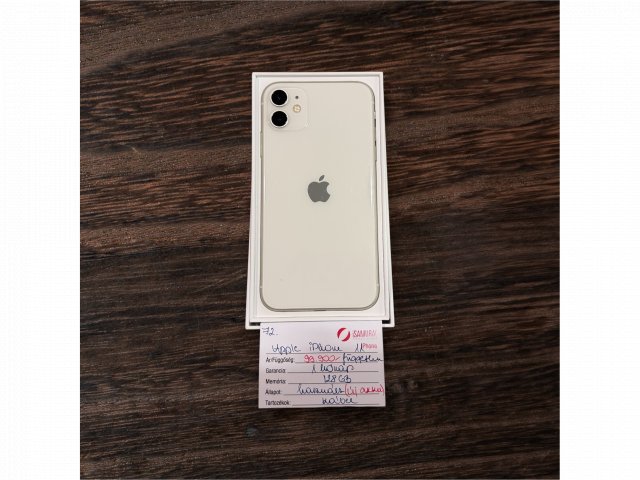 72. Apple iPhone 11 - 128 GB - Fehér - Független - ÚJ AKKU