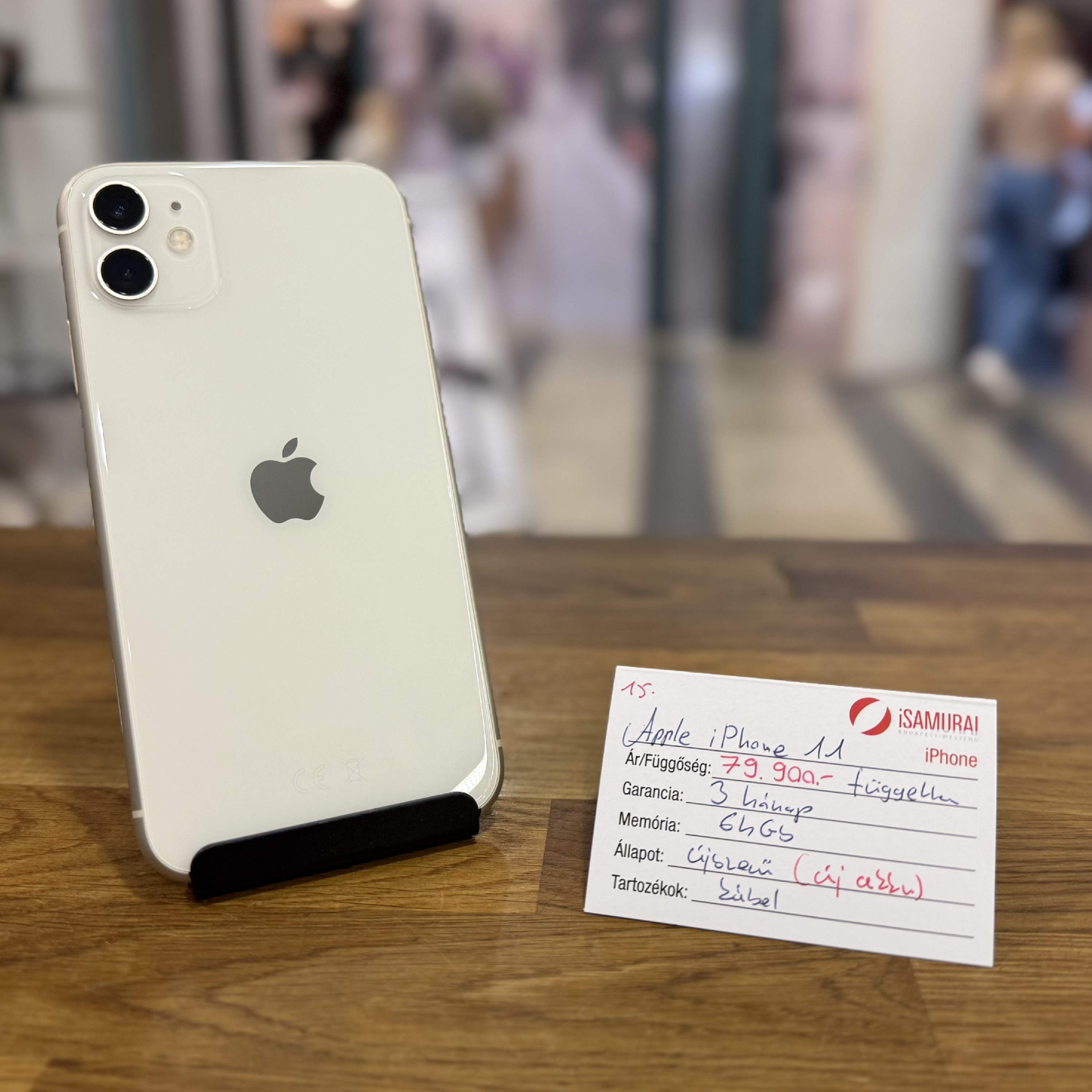15. Apple iPhone 11 - 64 GB - Fehér - ÚJ AKKU
