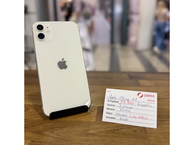15. Apple iPhone 11 - 64 GB - Fehér - ÚJ AKKU