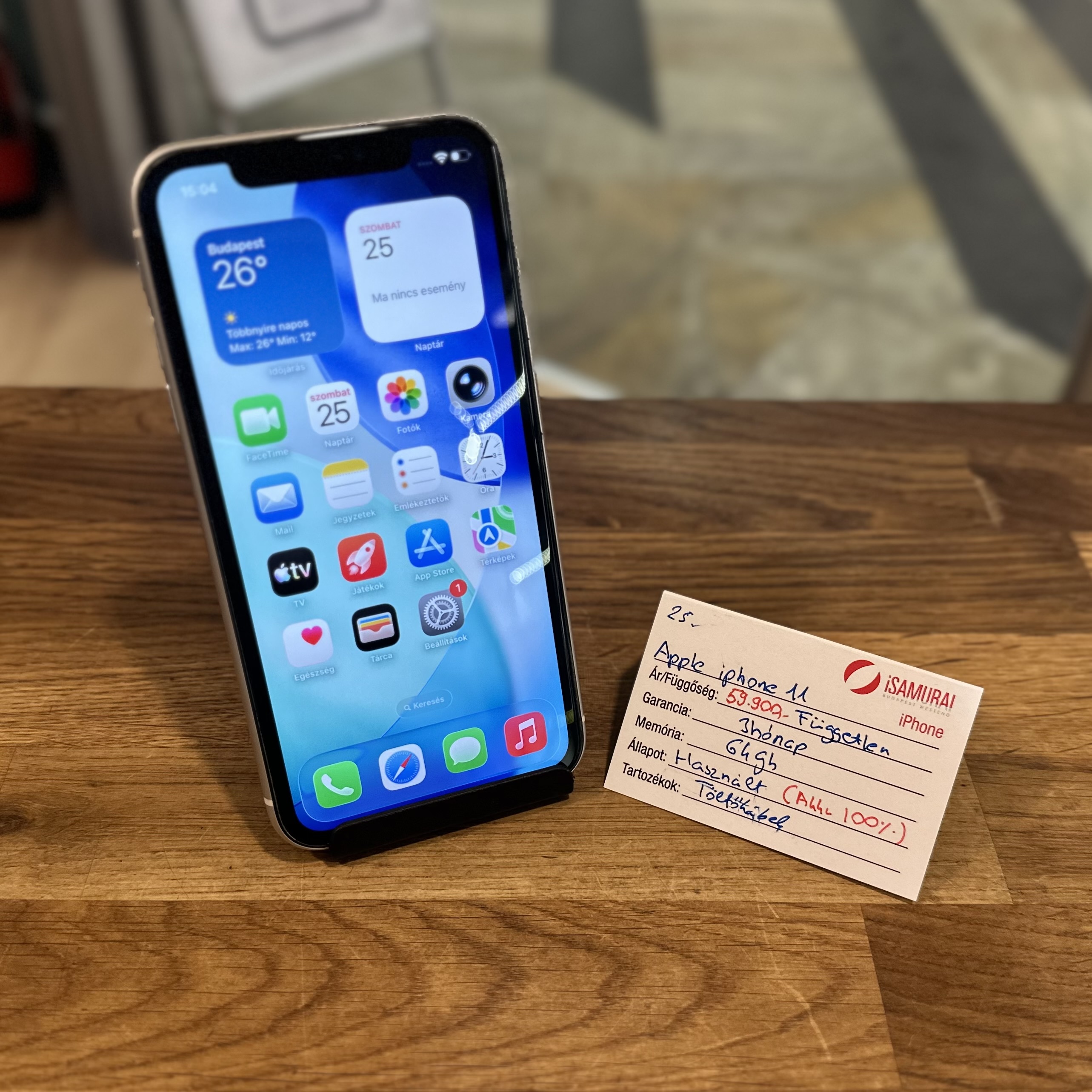 Apple iPhone 11 - 64 GB - Fehér - Akku 100% (25.)
