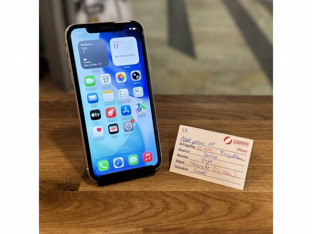 28. Apple iPhone 11 - 64 GB - Fehér - Független - ÚJ AKKU
