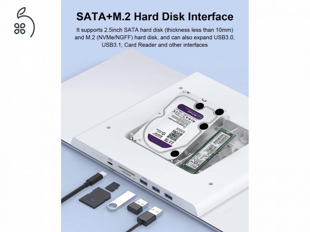 Hagibis USB-C hub monitor állvány 2x1TB SSD-vel