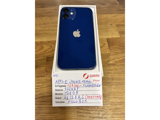 110. Apple iPhone 12 mini - Kék - 128 GB - ÚJ AKKU