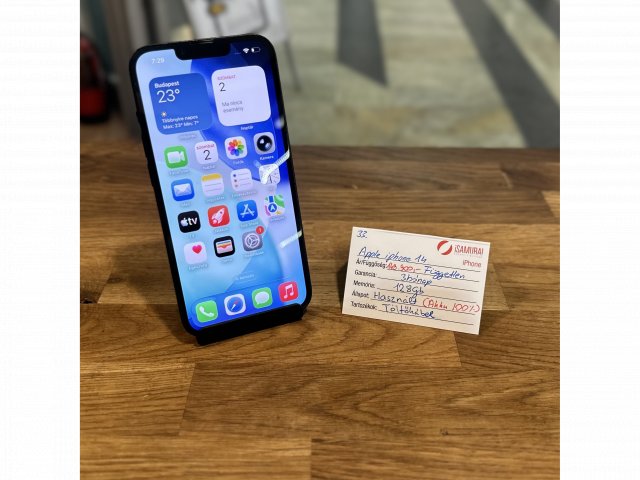 33. Apple iPhone 14  - 128 GB - Fekete -Akku 100% -Független