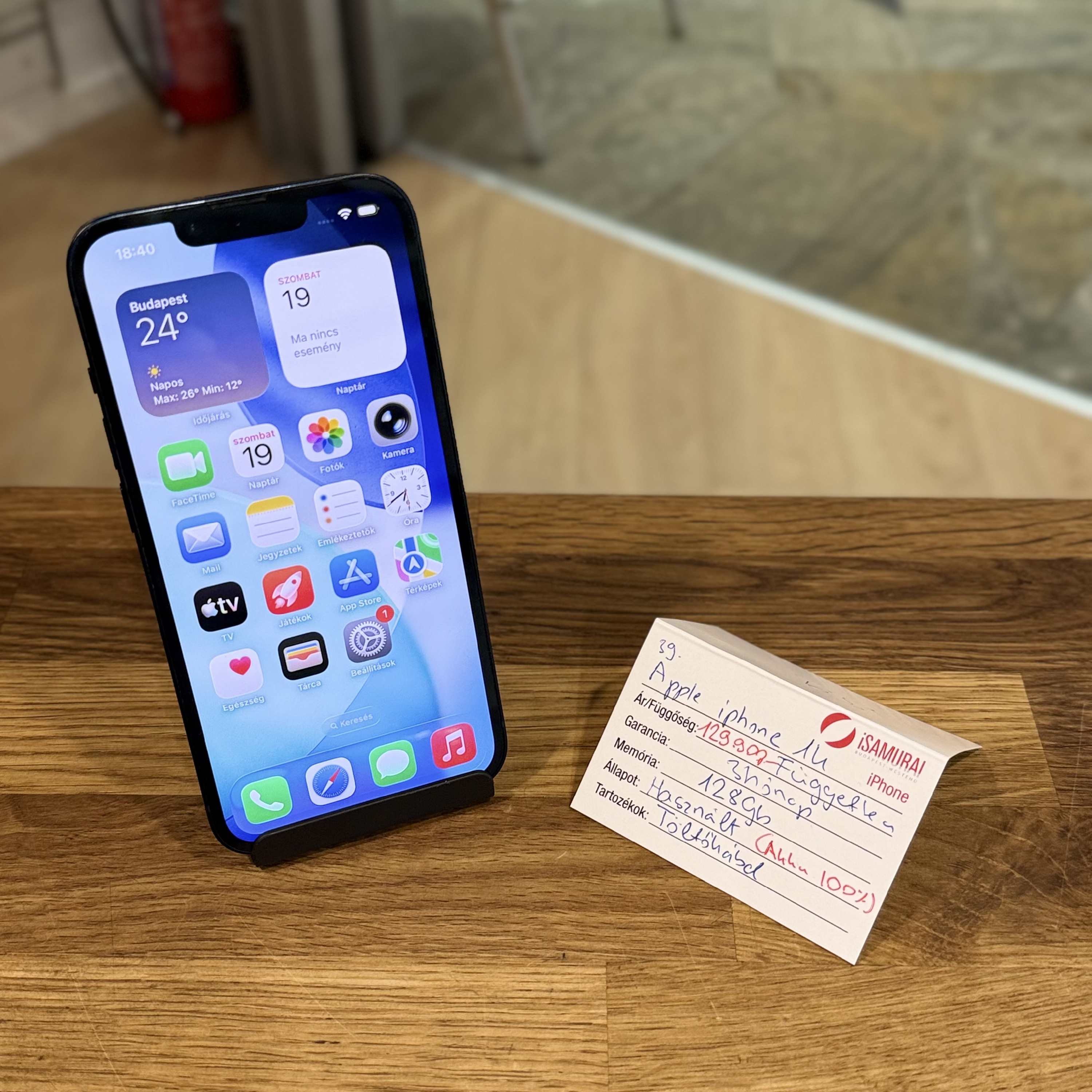 Apple iPhone 14 - 128 GB - Fekete -Akku 100% -Független (39.)
