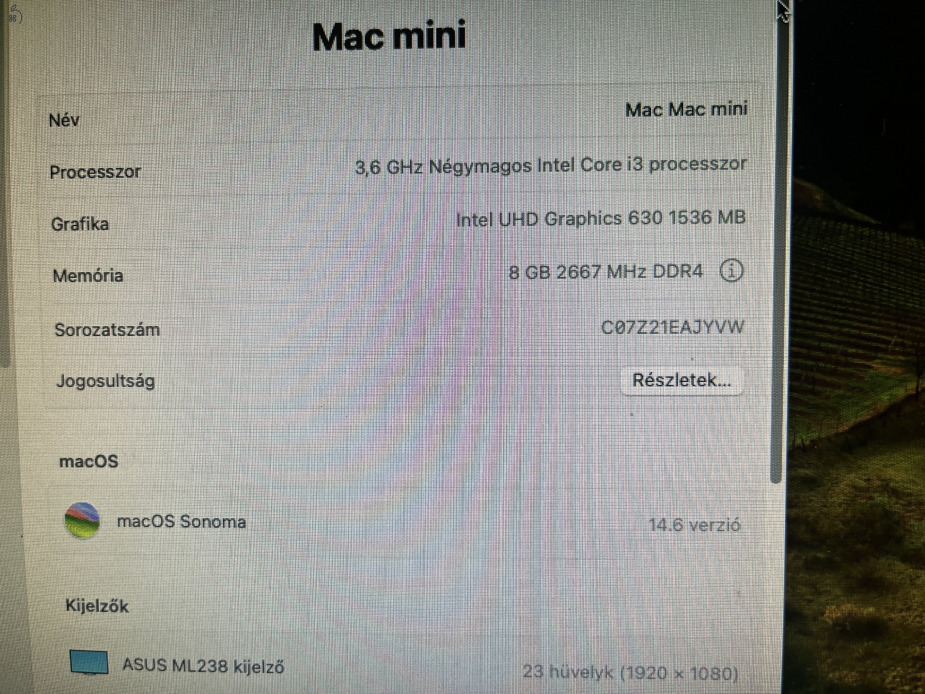 Apple Mac Mini 2018 i3-8100 4 magos 3.6Ghz 8GB 120GB SSD, garanciával, üzletből, 27% ÁFÁ-számla