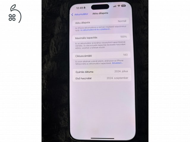 Iphone 15 pro max 256gb 100% akksi független