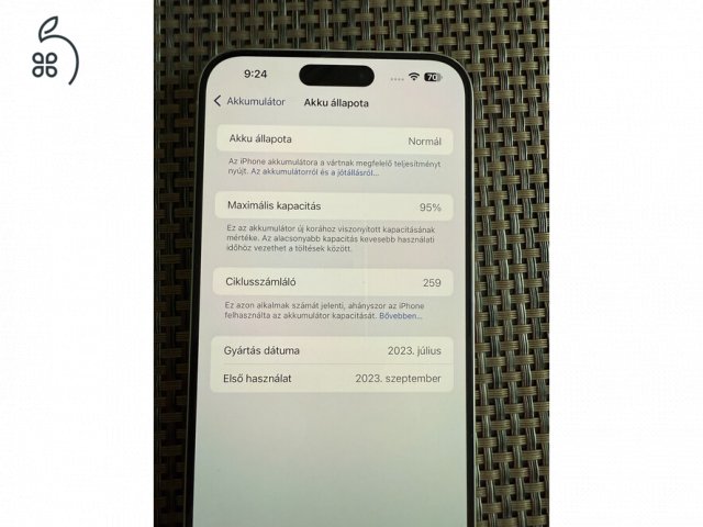 iPhone 15 Pro MAX 1TB Fehér Titán - 4 hónap Apple szervízgarancia - APCOM