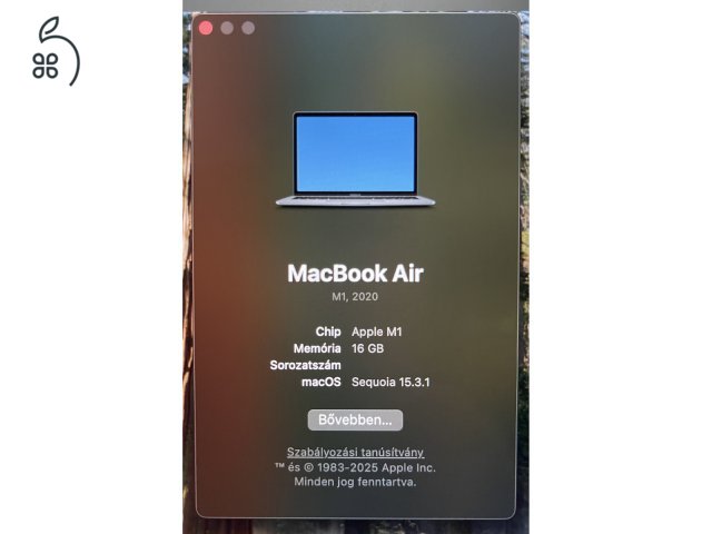 Macbook Air CTO 16 GB ram, 500 GB ssd, 1 ciklusos akksi