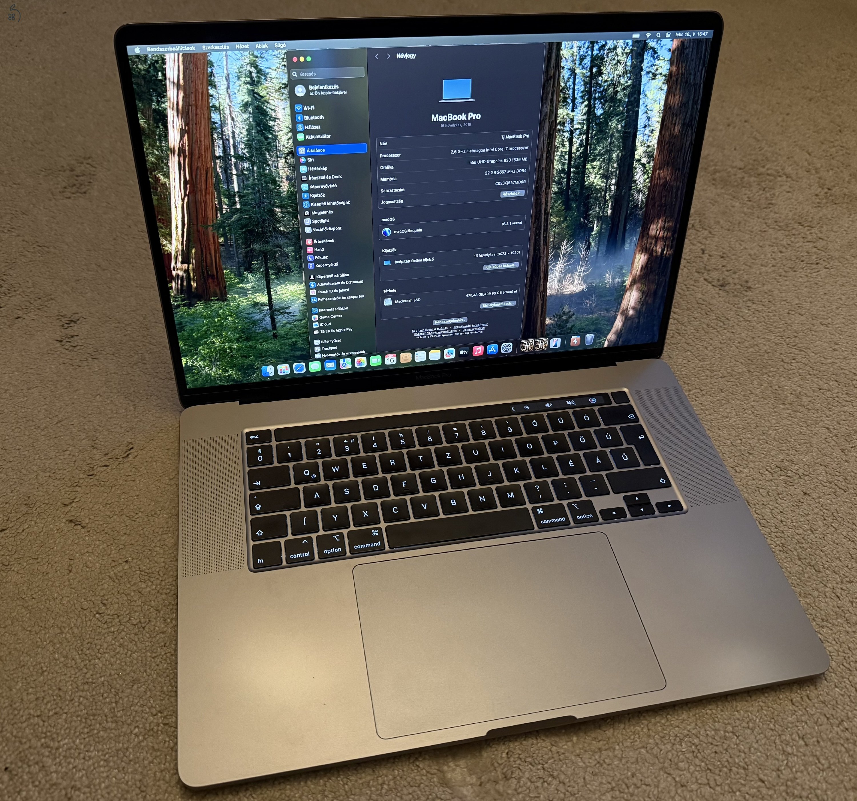 Apple Macbook Pro 2019 16 i7 2.6/32GB DDR4/512GB SSD/RADEON 5300M 4GB