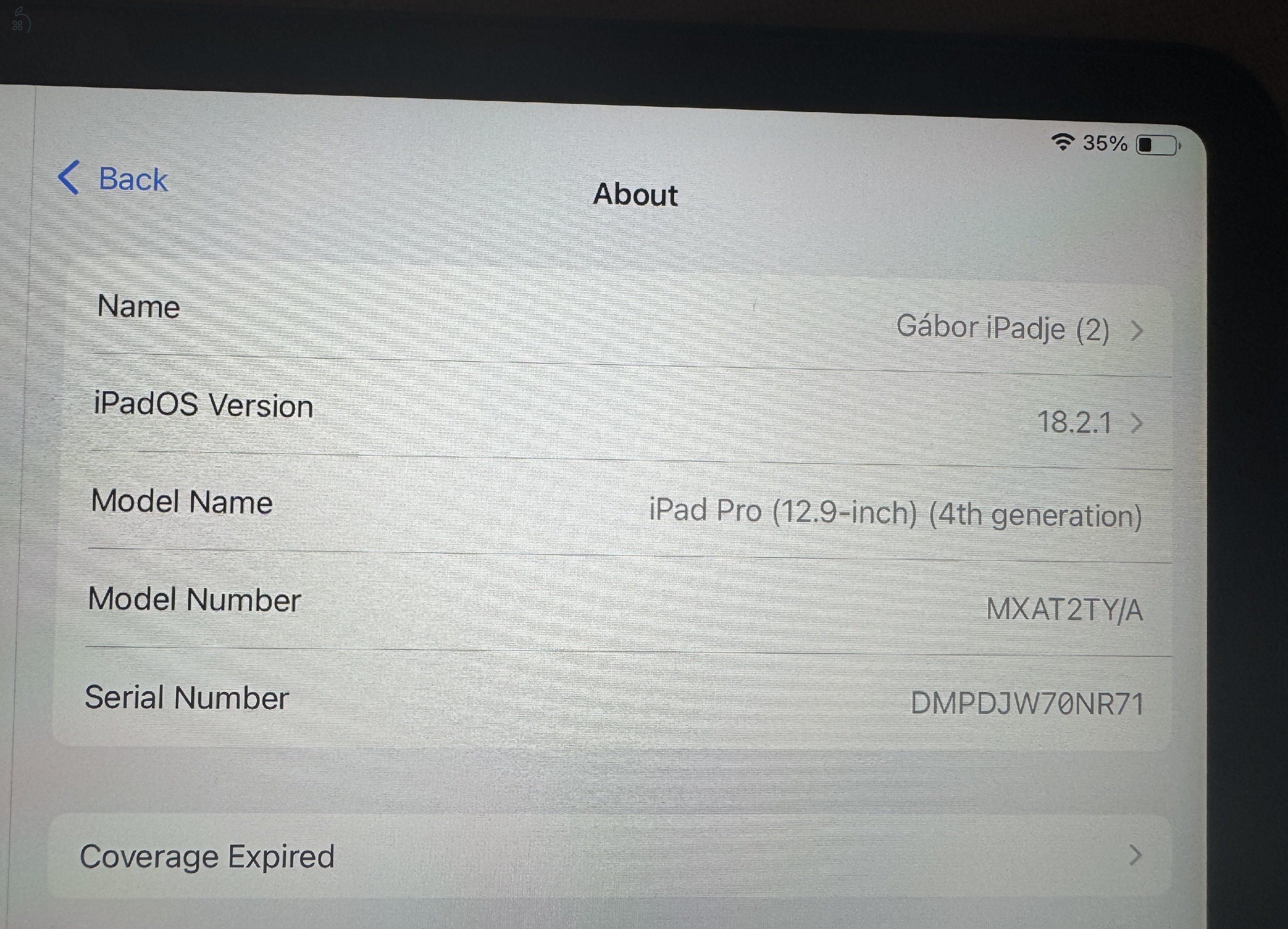 iPad Pro 12.9 4. gen. 256 GB WiFi magánszemélytől