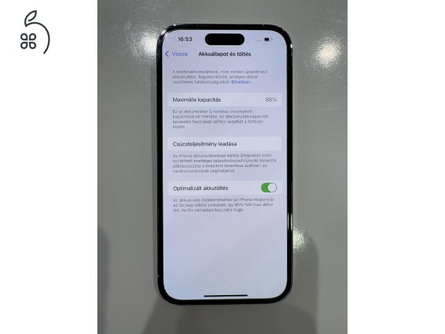 GYÖNYÖRŰ, karcmentes állapotú Ezüst iPhone 14 Pro 128 gb