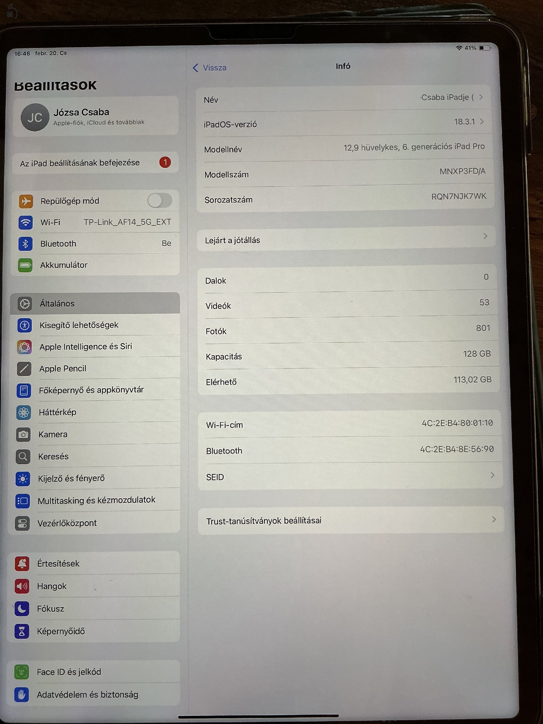 Ipad pro 12.9 128 gb 6 gen. 2 gen pencil 2023 novemberi