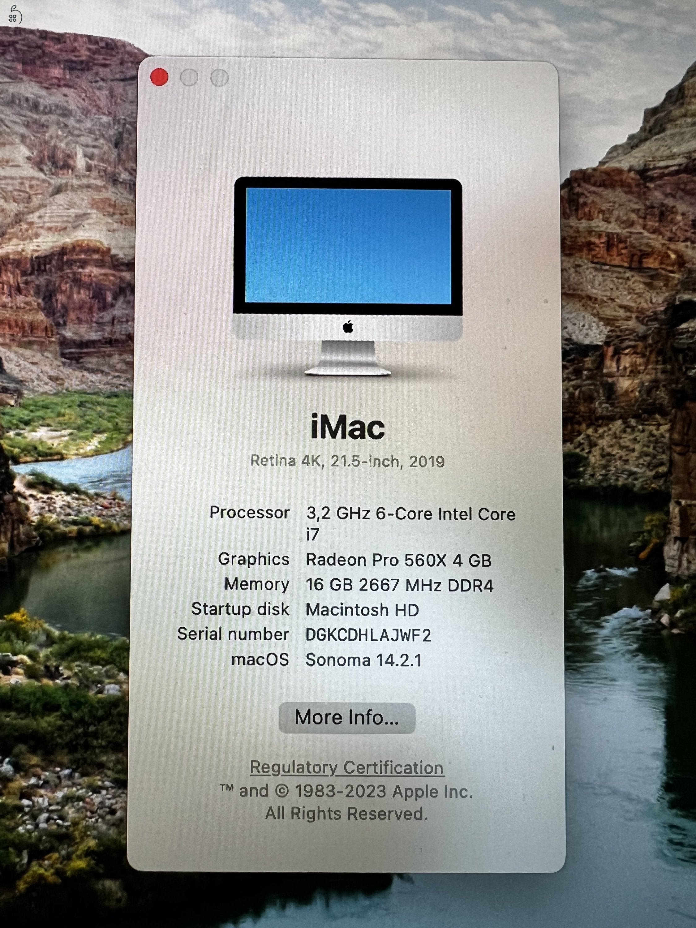 iMac Egyedi megrendelés 21,5 4K  3,2 GHz 6-Core i7 16GB 1TB Fusion drive