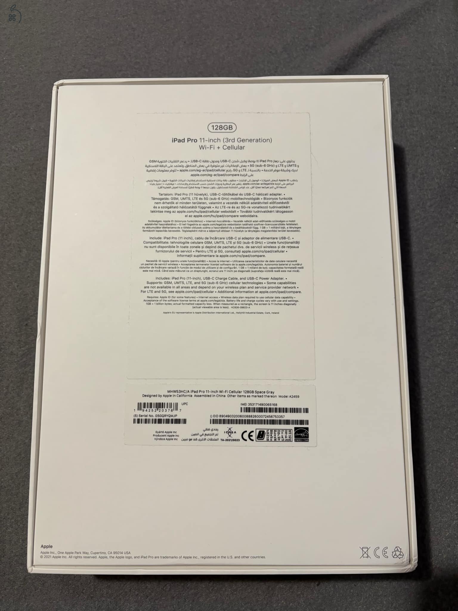 iPad Pro 11-inch [3rd Generation] Wi-Fi + Cellular