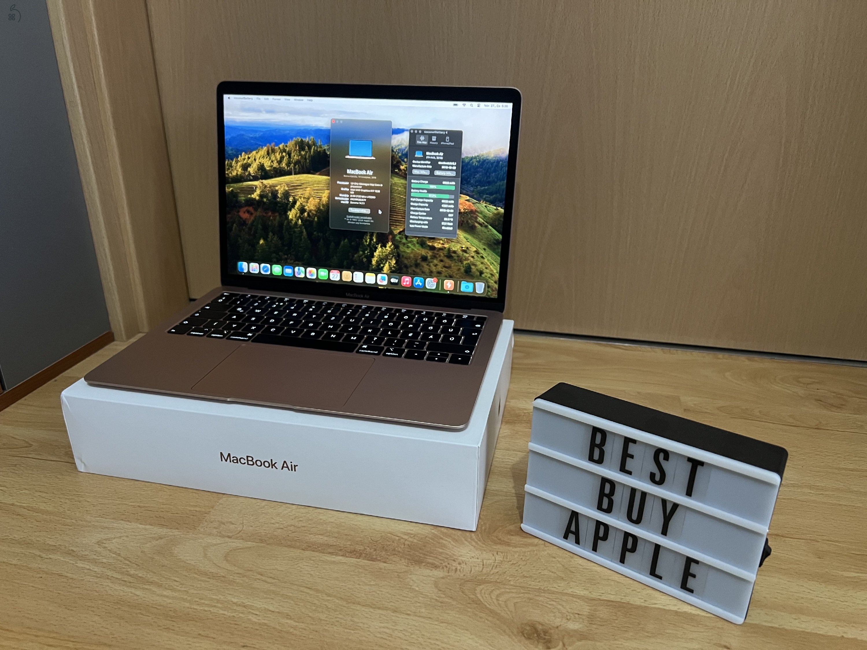 2018 Retina MacBook Air 13 / i5 1.6GHz / 8GB / 128GB SSD / Magyar / Gold /  88% Aksi / Eladó ! ! !