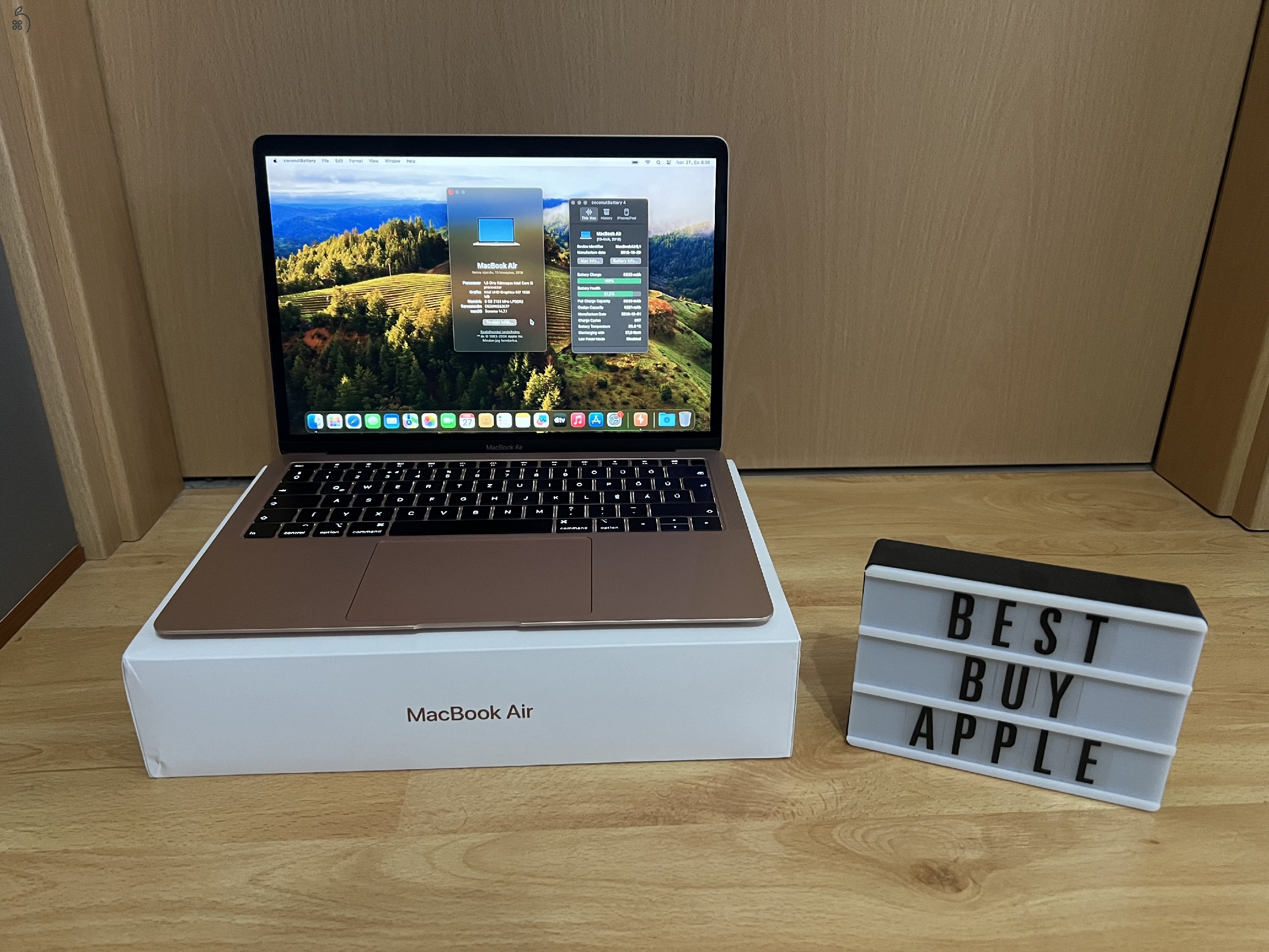 2018 Retina MacBook Air 13 / i5 1.6GHz / 8GB / 128GB SSD / Magyar / Gold /  88% Aksi / Eladó ! ! !