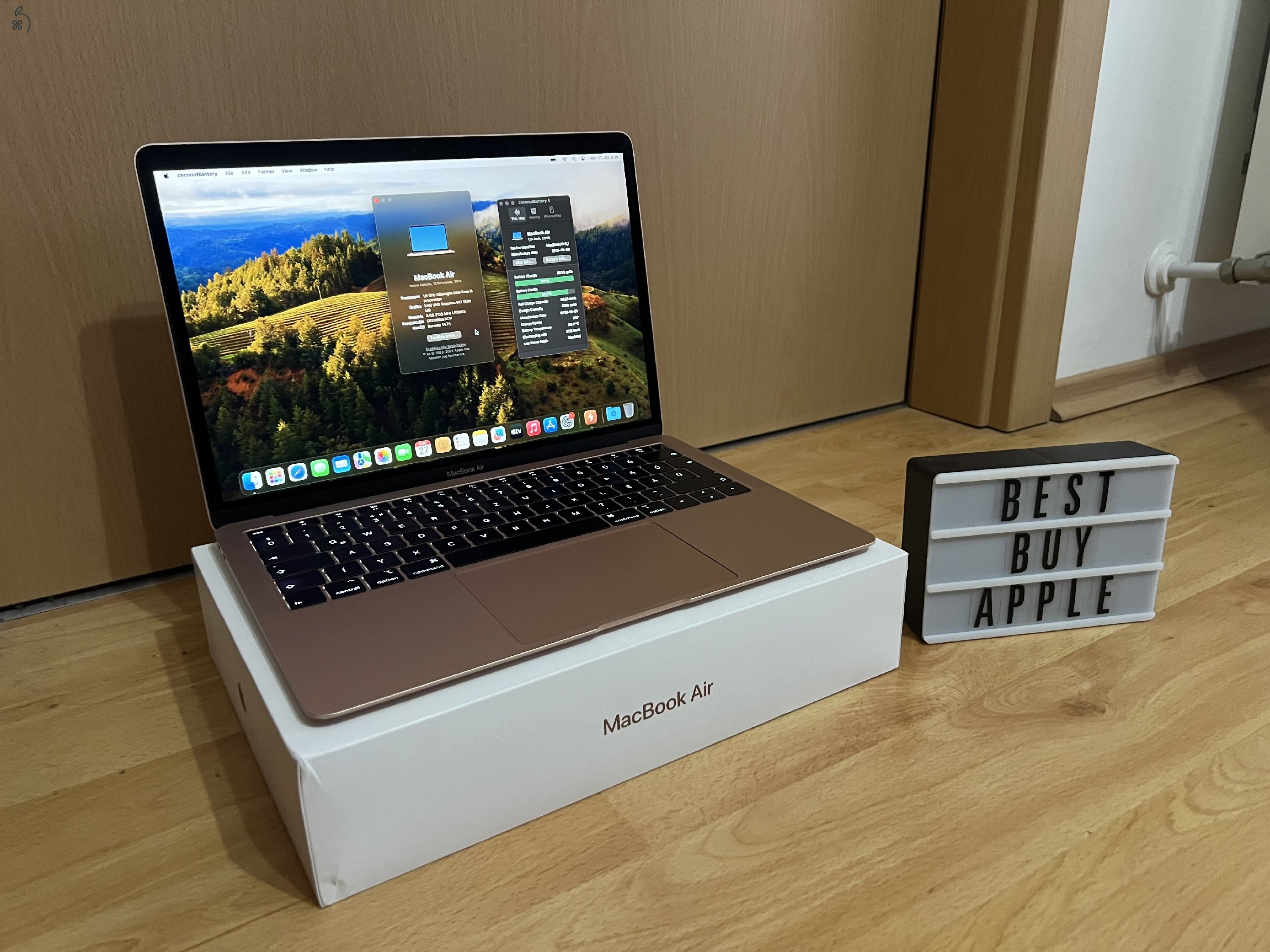 2018 Retina MacBook Air 13 / i5 1.6GHz / 8GB / 128GB SSD / Magyar / Gold /  88% Aksi / Eladó ! ! !