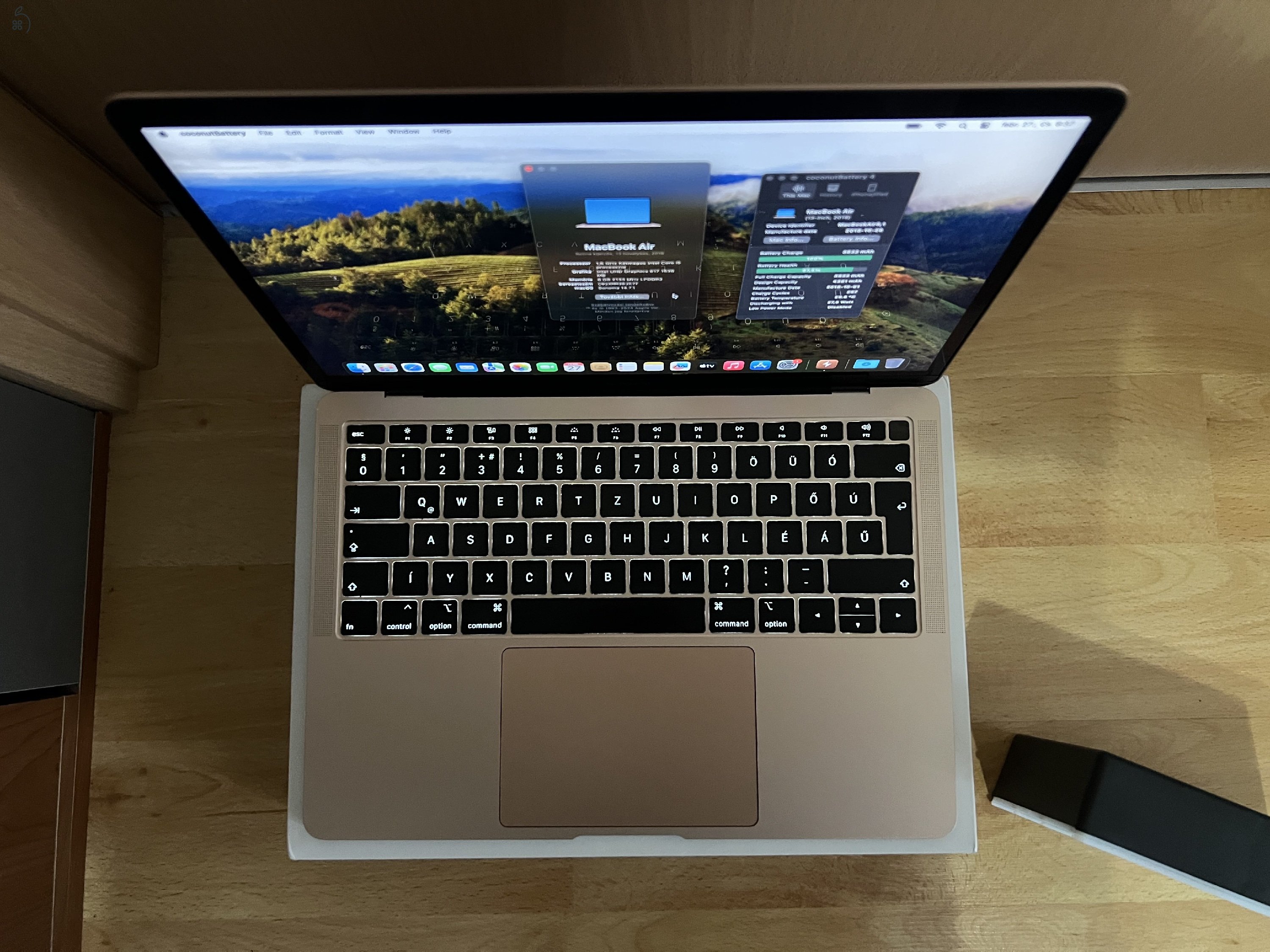 2018 Retina MacBook Air 13 / i5 1.6GHz / 8GB / 128GB SSD / Magyar / Gold /  88% Aksi / Eladó ! ! !