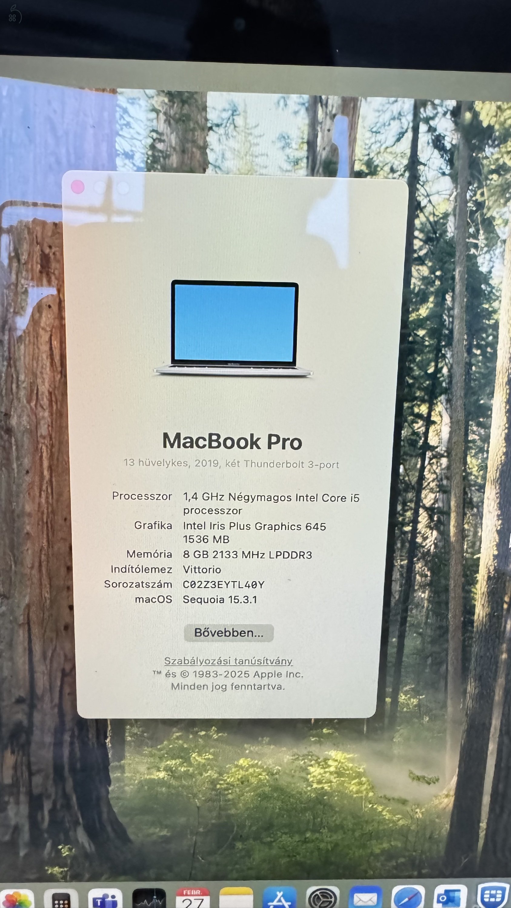 Apple Macbook Pro Touch Bar + új akkuval 6 hó garanciával + opc. extrák, doboz, összes tartozék
