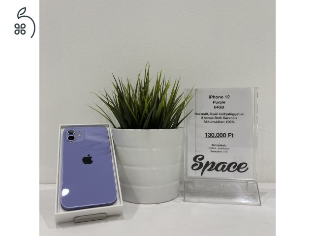 iPhone 12 / 64GB / Purple / Gyári kártyafüggetlen (019)