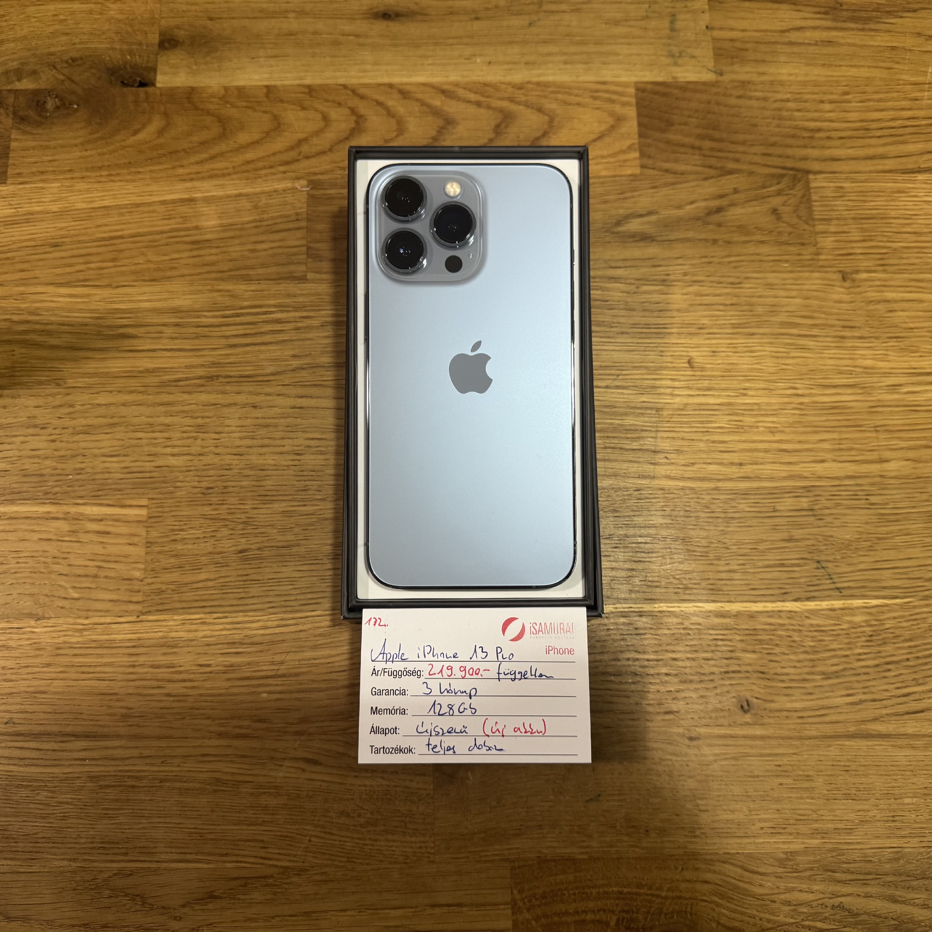 132. Apple iPhone 13 Pro - 128 GB - Sierra Blue - Új akku - Újszerű