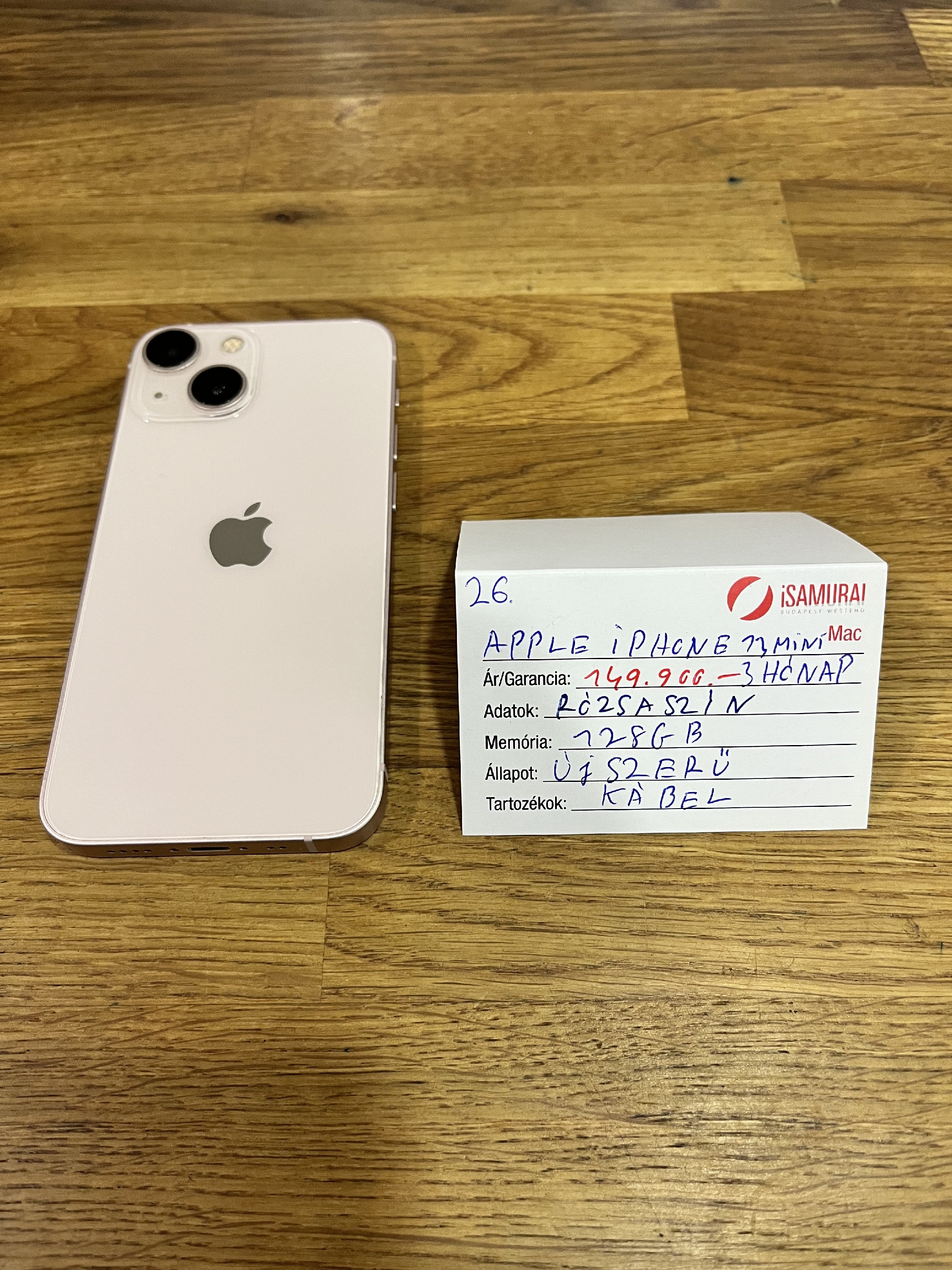 26. Apple iPhone 13 Mini - 128 GB - Rózsaszín - Kártyafüggetlen -