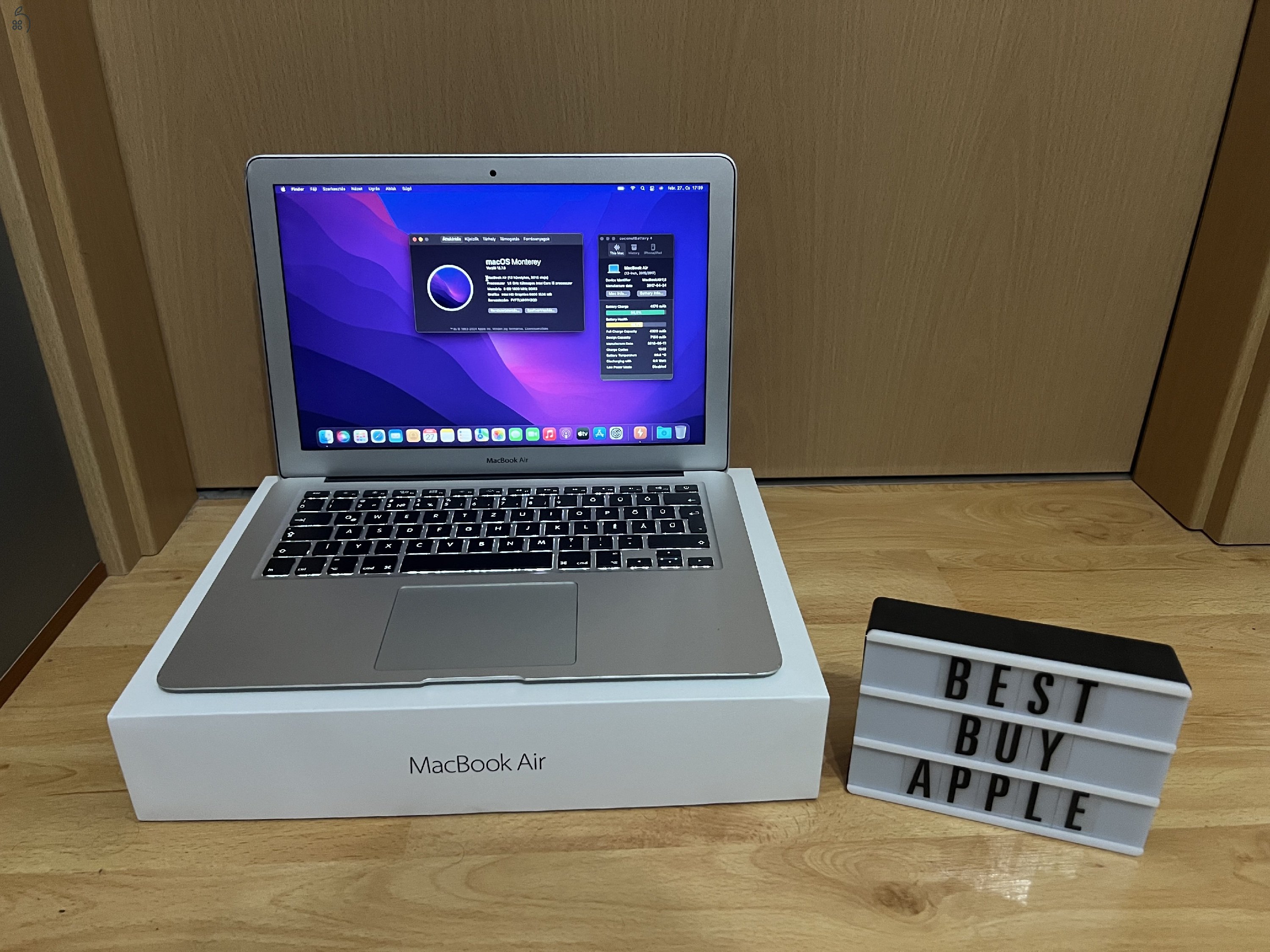 2015 MacBook Air 13 / i5 1.6 GHz / 8GB / 128GB SSD / Magyar / 60% Aksival / Eladó ! ! !