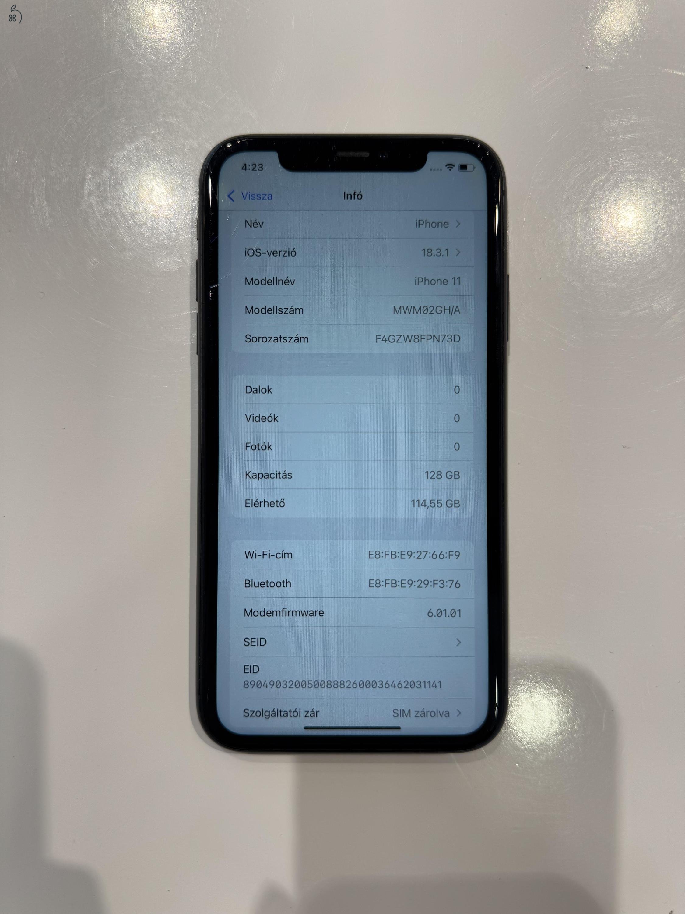 iPhone 11 fekete 128gb 95% akku