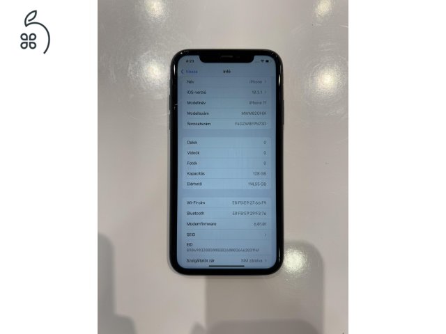 iPhone 11 fekete 128gb 95% akku