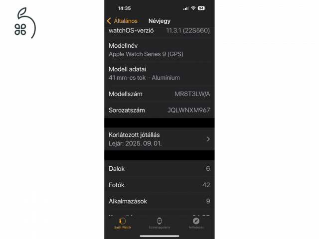 Apple watch 9 GPS csillag fény 100%