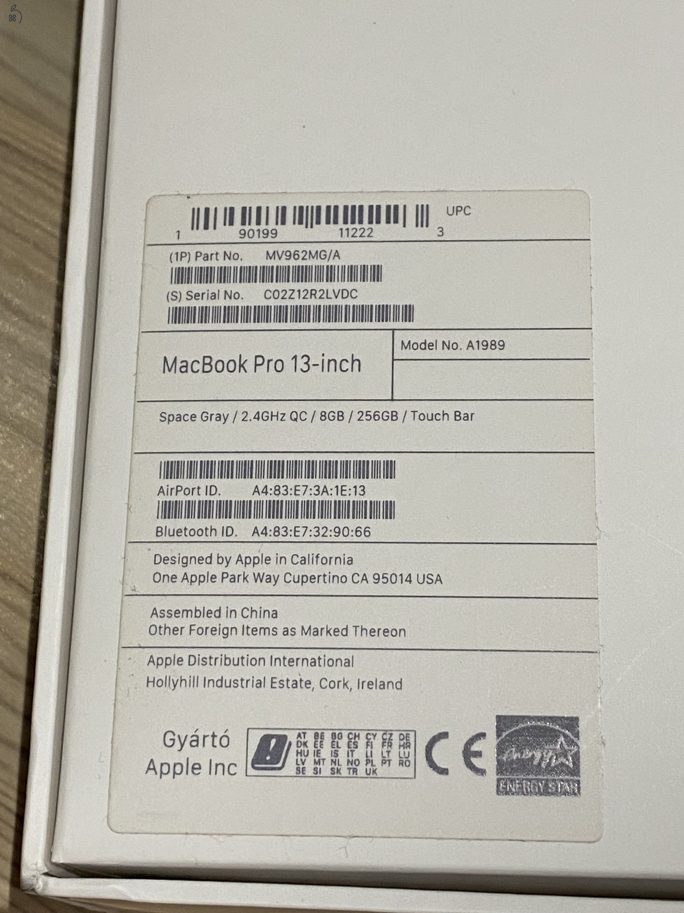 MacBook Pro 2019 -es Új Akkuval. TB 4 Thunderbolt- port