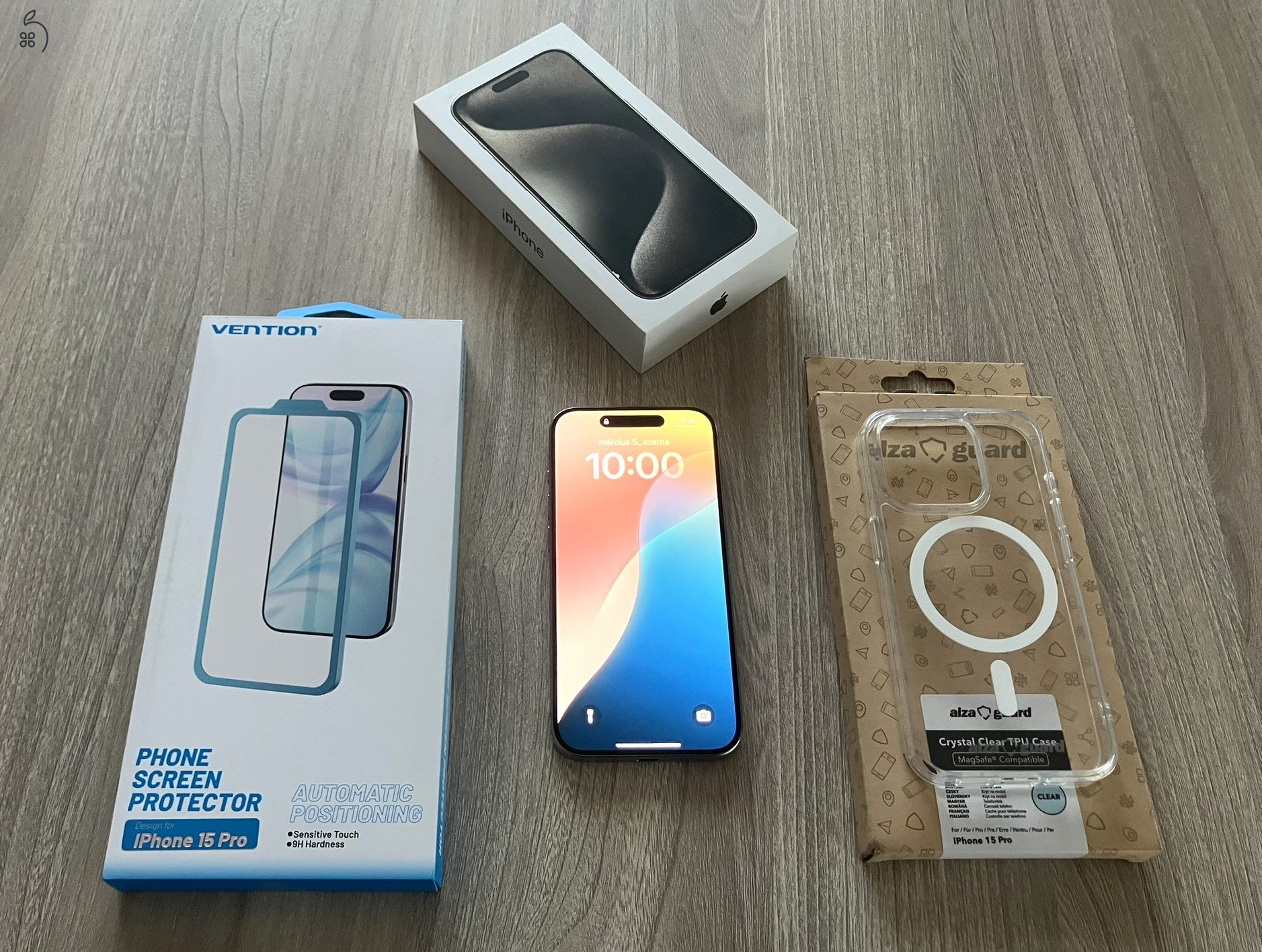 iPhone 15 Pro 256GB Natural Titanium, Független, Gyönyörű állapot, ajándék tok+fólia