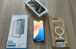 iPhone 15 Pro 256GB Natural Titanium, Független, Gyönyörű állapot, ajándék tok+fólia