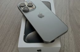 iPhone 15 Pro 256GB Natural Titanium, Független, Gyönyörű állapot, ajándék tok+fólia